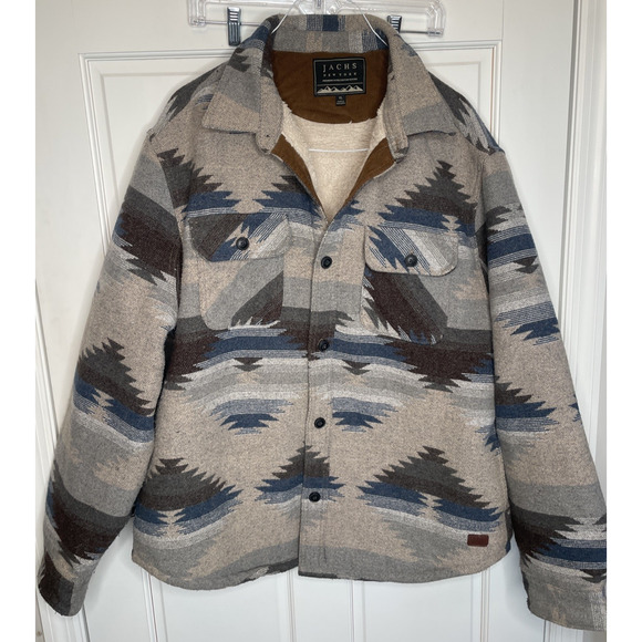 Jachs New York Men's Barn Shacket Sz XL Sherpa Lined Wool Blend Aztec Chore - Picture 1 of 15
